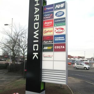 Double-sided pylon signs In Kampala